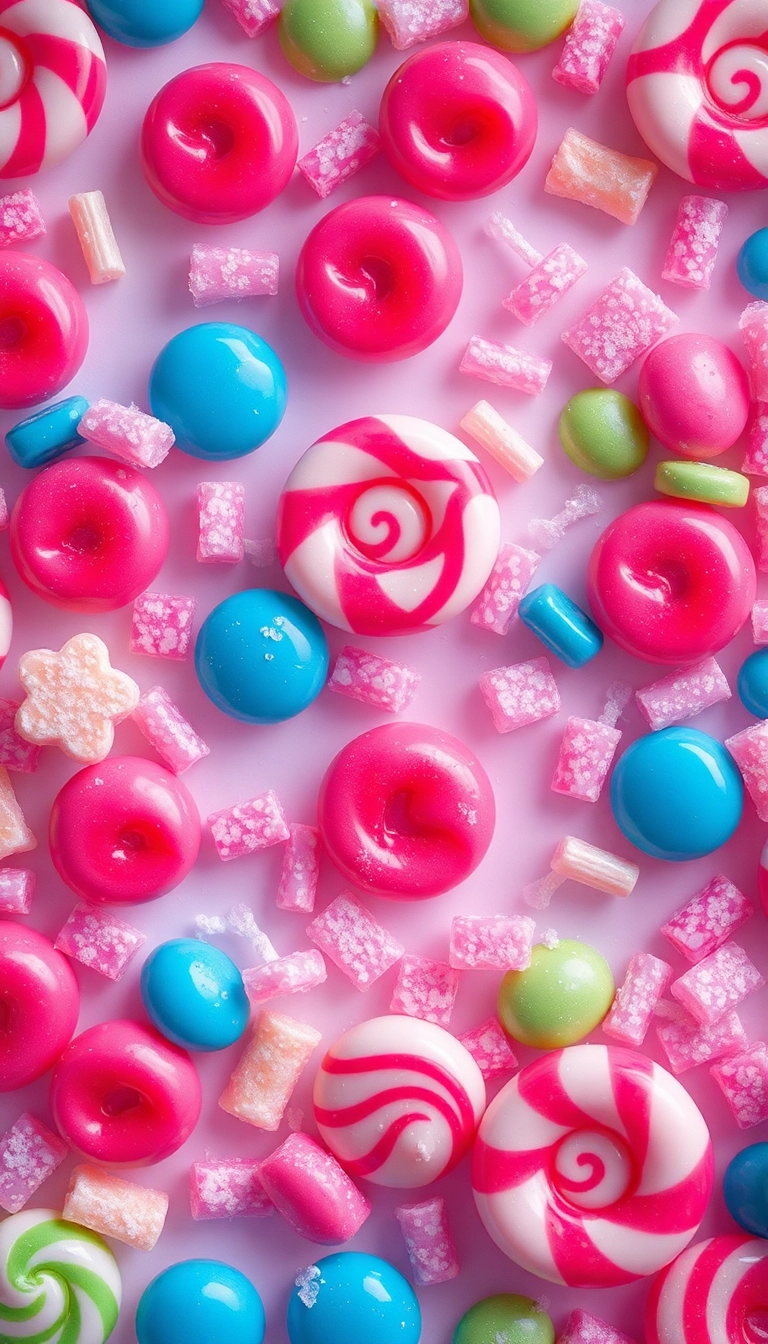 HD iPhone AI Mixed Candies Close Up Well-Lit Wallpaper